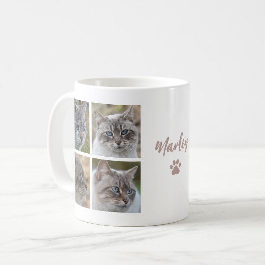Cute Pet Cat Custom 8 Photo Collage Coffee Mug Koffiemok (Voorkant links)