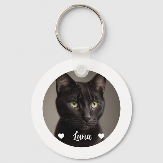 Cute Pet Cat Photo Quote Sleutelhanger (Voorkant)