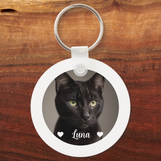 Cute Pet Cat Photo Quote Sleutelhanger (Voorkant)