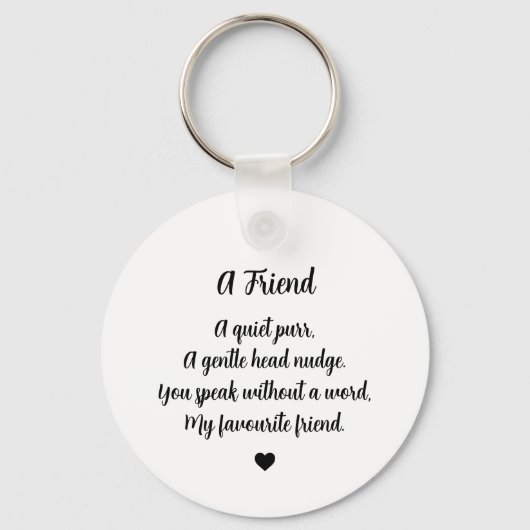 Cute Pet Cat Photo Quote Sleutelhanger (Achterkant)