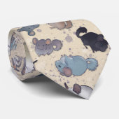 Cute Pet Chinchilla Scatter Pattern on Cream Stropdas (Opgerold)
