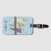 Cute Pet Cockatiels Flock on Perch Bird Lover Bagagelabel (Voorkant (horizontaal))