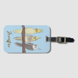 Cute Pet Cockatiels Flock on Perch Bird Lover Bagagelabel