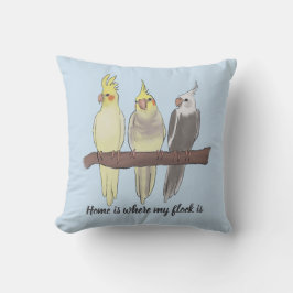 Cute Pet Cockatiels Flock on Perch Bird Lover Kussen
