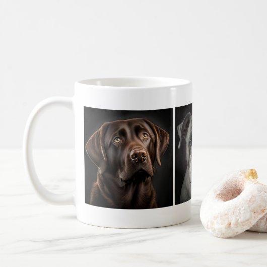 Cute Pet Dog 3 Aangepaste foto Koffiemok (Met donut)