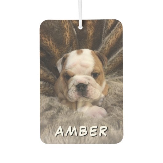 Cute Pet Dog Cat Name Aangepaste foto Luchtverfrisser (Voorkant)