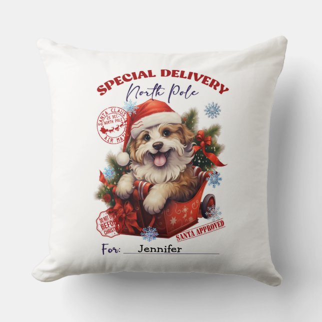 Cute Pet Dog Christmas Throw Pillow Kussen (Voorkant)
