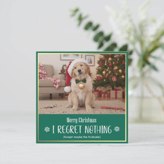 Cute Pet Dog Photo Funny Christmas Greeting Feestdagenkaart (Staand voorkant)
