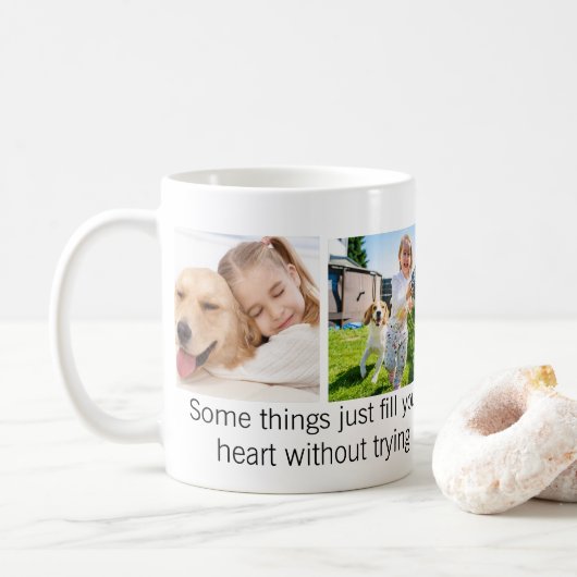 Cute Pet Dog Quote Custom 4 Photo Collage Koffiemok (Met donut)