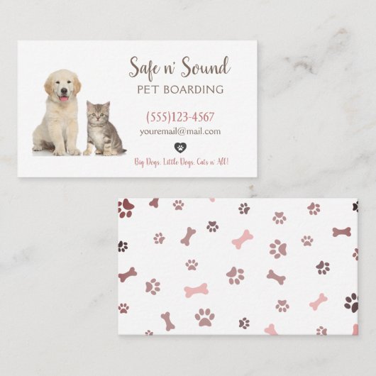 Cute Pet Dog Sitting Boarding Daycare Visitekaartje (Voorkant / Achterkant)