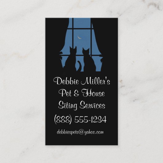 Cute Pet en House Sitter Cats in Window Visitekaartje (Voorkant)
