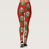 Cute Pet Foto Red Green Holly Kerstmis Leggings (Achterkant)