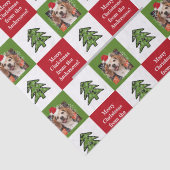 Cute Pet Foto Red Green Kerstmis Jouw naam Tissuepapier (Detail)