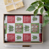 Cute Pet Foto Red Green Kerstmis Jouw naam Tissuepapier (Geschenk)