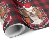 Cute Pet Foto van Santa Hat Red Buffalo Play Cadeaupapier (Rol Hoek)