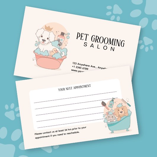 Cute Pet Grooming Salon Appointment Reminder Card Afsprakenkaartje