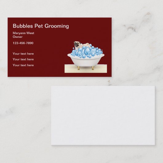 Cute Pet Grooming Service Visitekaartje (Voorkant / Achterkant)