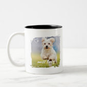 Cute Pet Keepsake Photo Playful Typography Tweekleurige Koffiemok (Links)