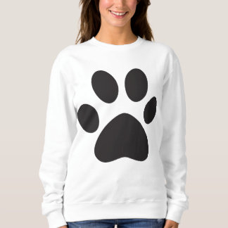 Cute Pet Paw Black Prints Women's Basic Sweatshirt