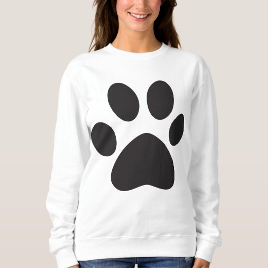 Cute Pet Paw Black Prints Women's Basic Sweatshirt (Voorkant)