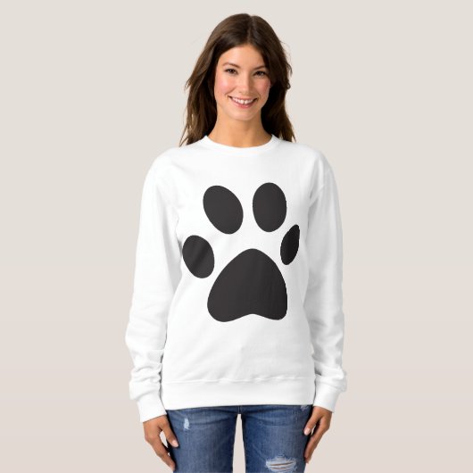 Cute Pet Paw Black Prints Women's Basic Sweatshirt (Voorkant volledig)