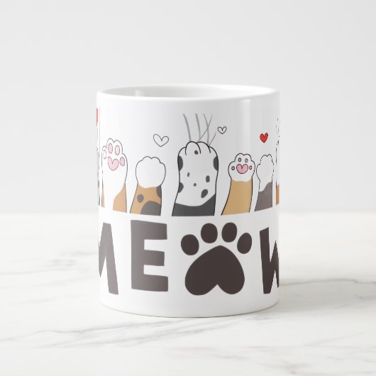 Cute Pet Paw Love Mug Grote Koffiekop (Voorkant)