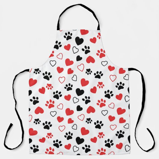 Cute Pet Paw Print and Heart Pattern Kitchen Apron Schort (Voorkant)