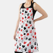Cute Pet Paw Print and Heart Pattern Kitchen Apron Schort (Insitu)