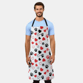 Cute Pet Paw Print and Heart Pattern Kitchen Apron Schort (Gedragen)