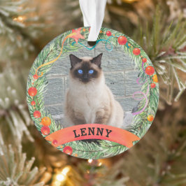 Cute Pet Photo Cat Berry Wreater Kerstmis Ornament