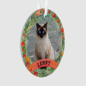 Cute Pet Photo Cat Berry Wreater Kerstmis Ornament (voorkant)