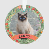 Cute Pet Photo Cat Berry Wreater Kerstmis Ornament (voorkant)