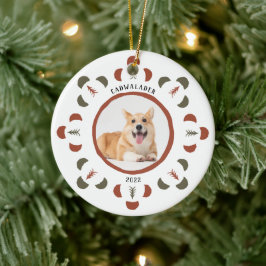 Cute Pet Photo Chili Red Moss Green Keramisch Ornament