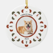 Cute Pet Photo Chili Red Moss Green Keramisch Ornament (Voorkant)