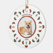 Cute Pet Photo Chili Red Moss Green Keramisch Ornament (Links)
