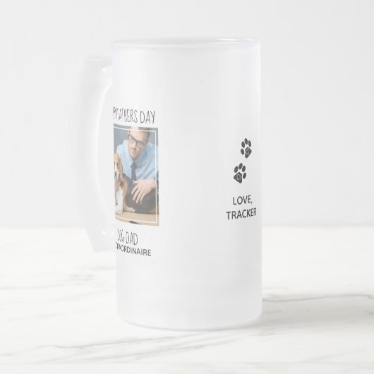 Cute Pet Photo Dog Dad Fathers Day Matglas Bierpul (Voorkant links)