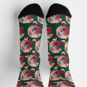 Cute Pet Photo Emerald Green Santa Hats Kerstmis Sokken (Top)