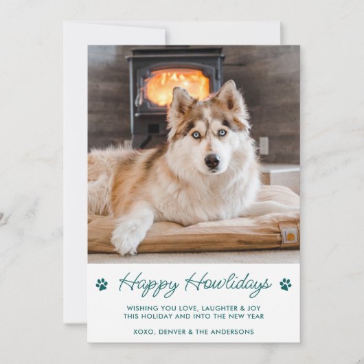 Cute Pet Photo Happy Howlidays Hondenliefhebber Ke Feestdagenkaart (Voorkant)