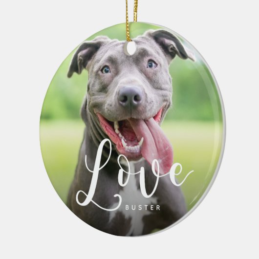 Cute Pet Photo Love Typography Script Keramisch Ornament (Links)