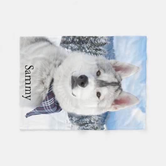 Cute Pet Photo Name Fleece Blanket (Voorkant (Horizontaal))
