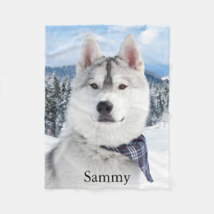Cute Pet Photo Name Fleece Blanket