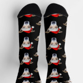 Cute Pet Photo Pattern Black Red Kerstmis Sokken (Top)