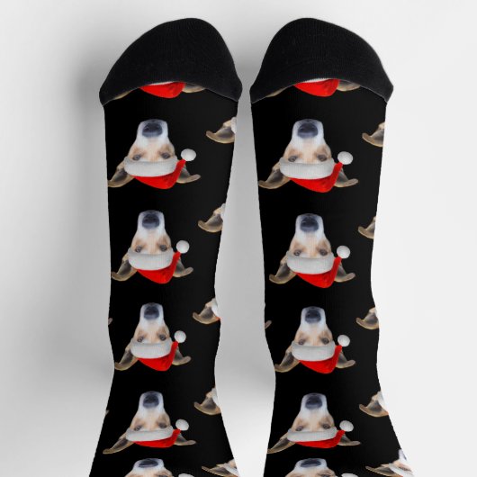 Cute Pet Photo Pattern Black Red Kerstmis Sokken (Top)