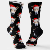 Cute Pet Photo Pattern Black Red Kerstmis Sokken (Gebogen)