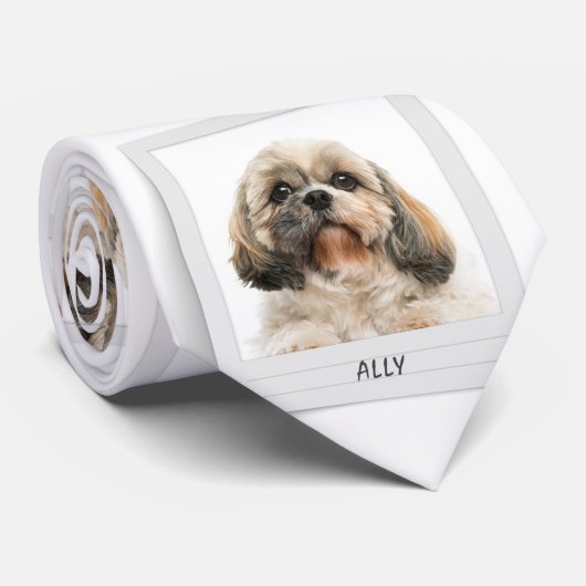 Cute Pet Photo Pattern Shih Tzu Dog CustoM Stropdas (Opgerold)