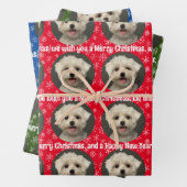 Cute Pet Photo Pattern Snowflakes Merry Kerstry Inpakpapier Vel (In situ)