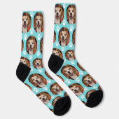 Cute Pet Photo Paw Print Turquoise Cat Dog Sokken (Rechts)