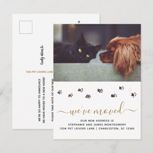 Cute Pet Photo Personalized Moving Aankondigingskaart (Voorkant / Achterkant)