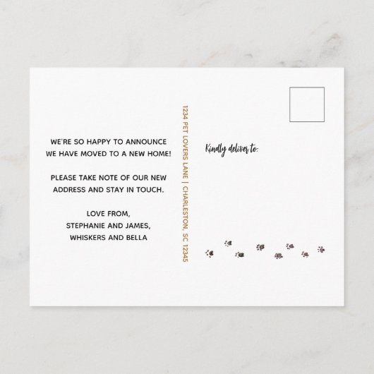 Cute Pet Photo Personalized Moving Aankondigingskaart (Achterkant)