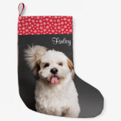 Cute Pet Photo Red White Snowflake Kleine Kerstsok (Voorkant)